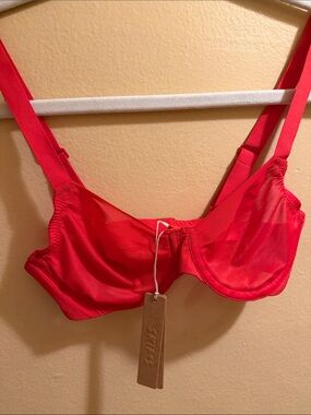SKIMS Red Sheer Underwire Bra